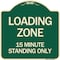 Signmission Loading Zone 15 Minutes Standing Heavy-Gauge Aluminum Architectural Sign, 18" x 18", G-1818-24550 A-DES-G-1818-24550 - alternate 1